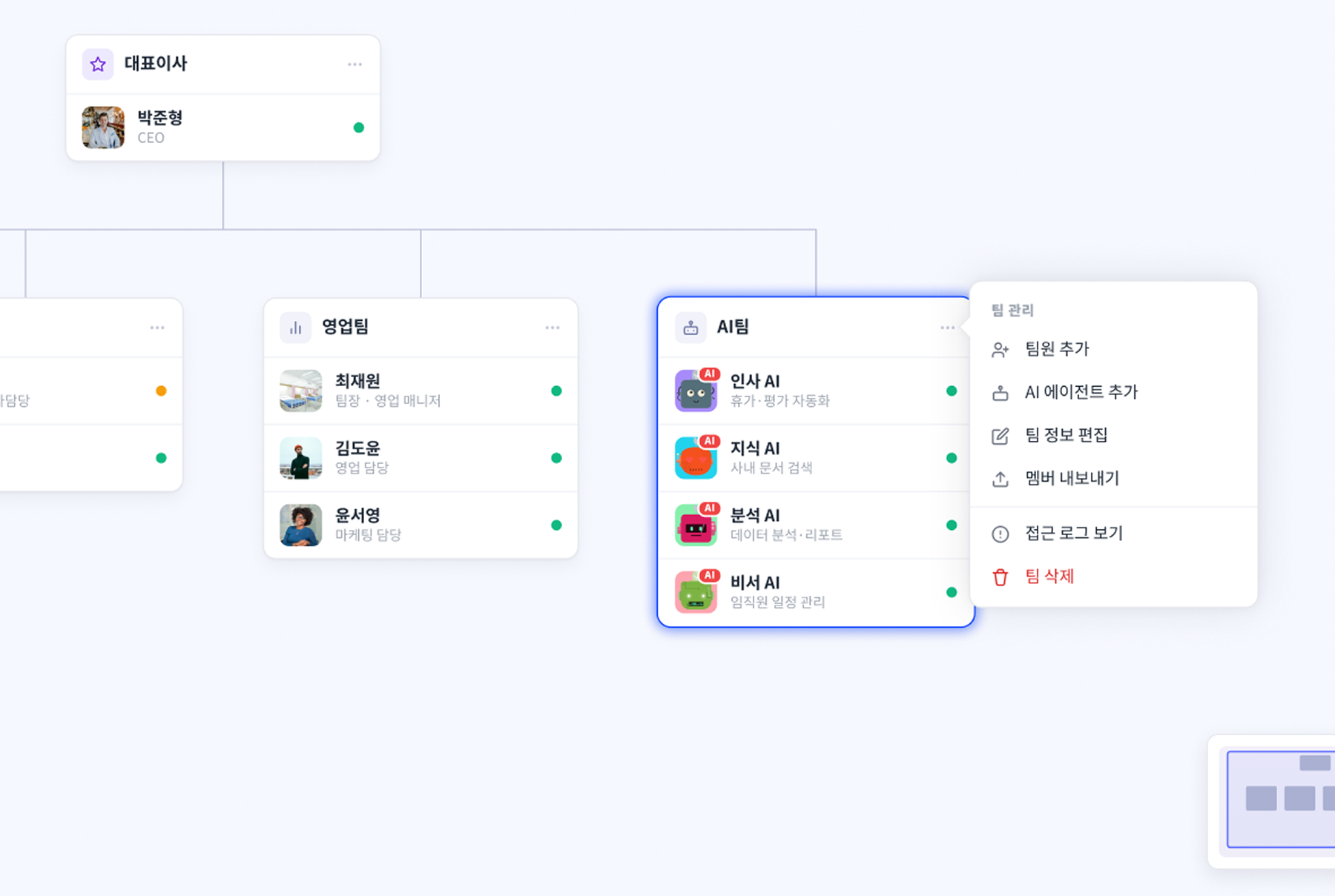 AI 직원 관리 및 업무 위임